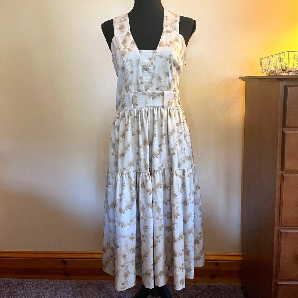 Italian Classic Long Flare and Belted Patterned Dress